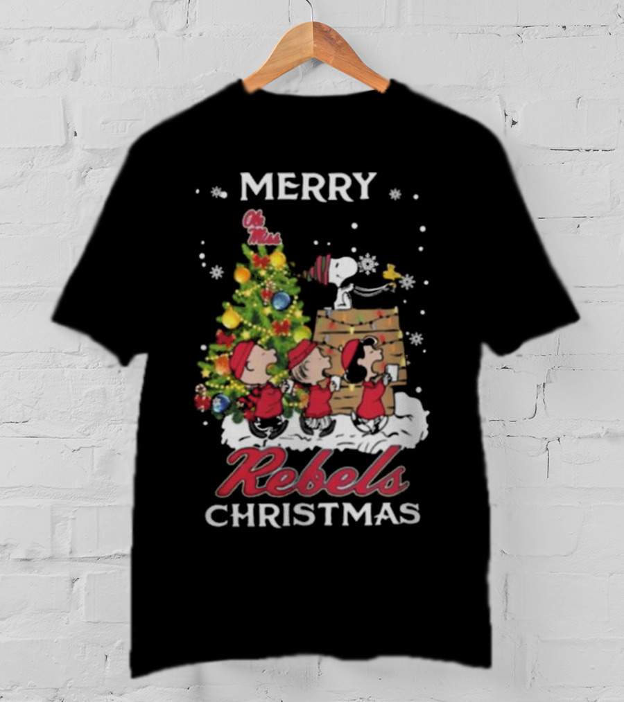 Merry Ole Miss Rebels Christmas Snoopy And Friends T-Shirt