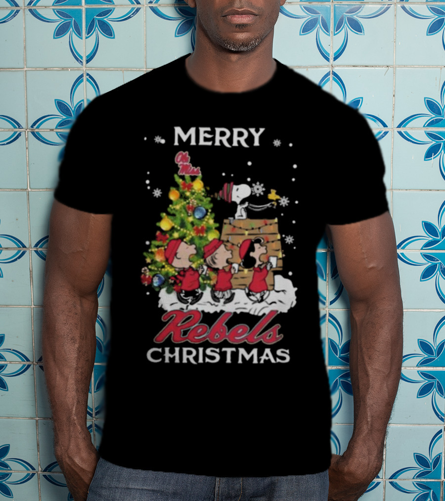 Merry Ole Miss Rebels Christmas Snoopy And Friends T-Shirt