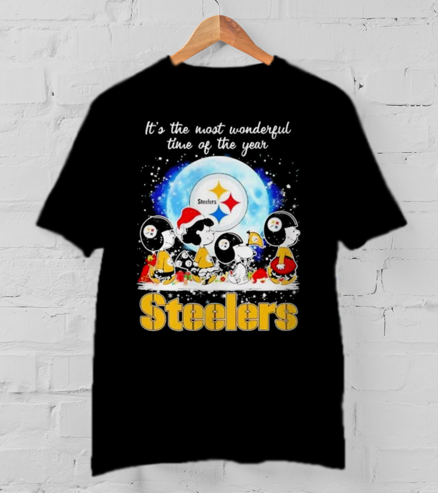 Peanuts Steelers Christmas It's The Most Wonderful Time Of The Year T-Shirt