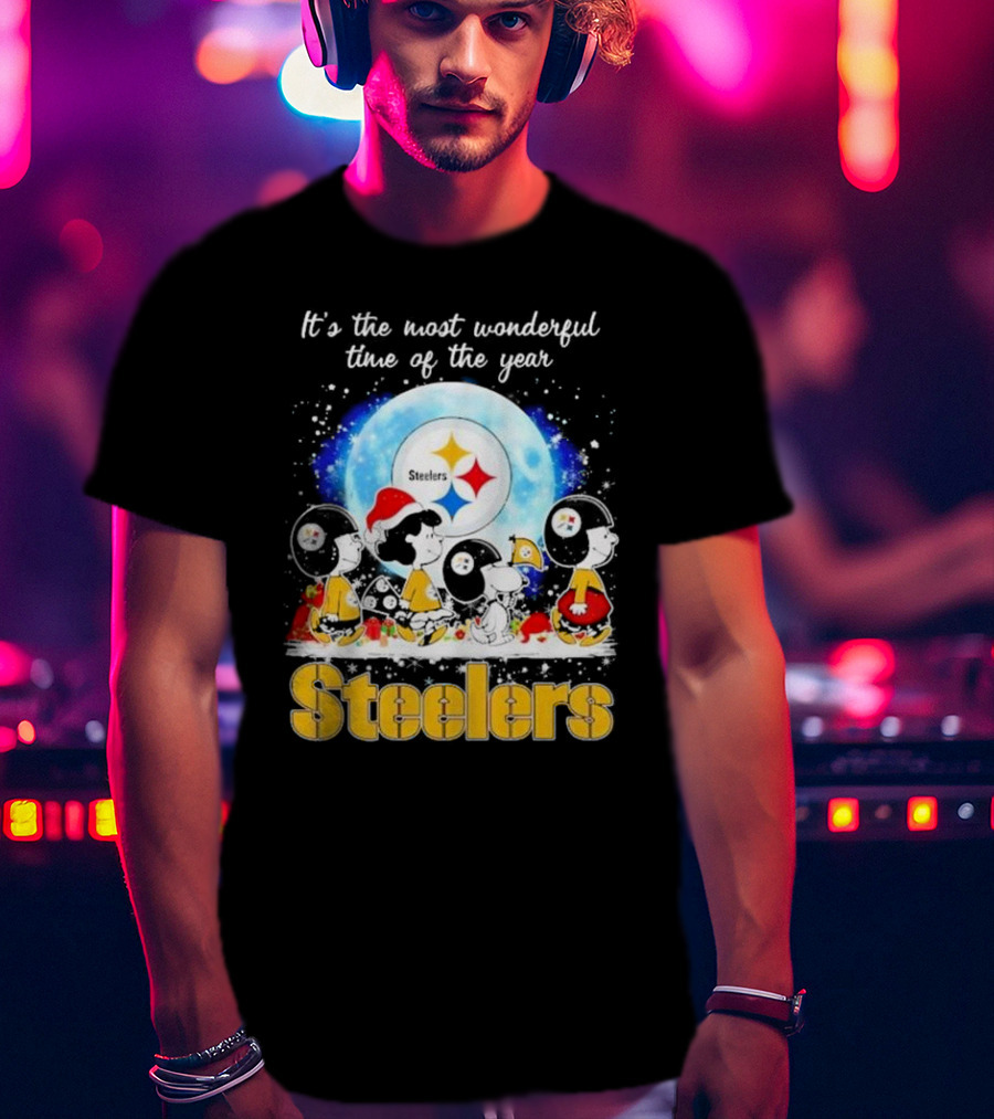Peanuts Steelers Christmas It's The Most Wonderful Time Of The Year T-Shirt