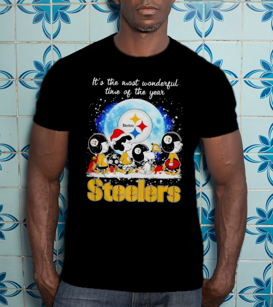 Peanuts Steelers Christmas It's The Most Wonderful Time Of The Year T-Shirt
