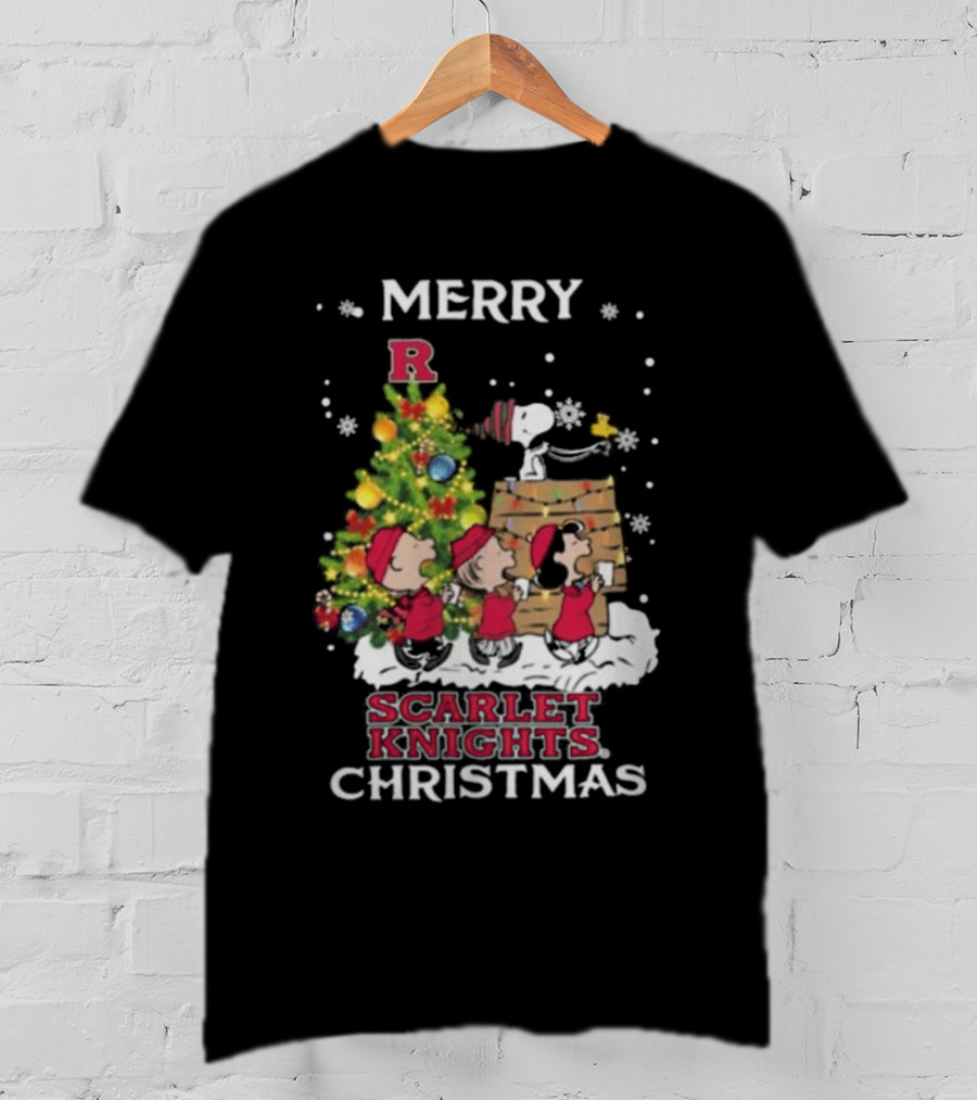 Merry Christmas Rutgers Scarlet Knights Snoopy And Friends T-Shirt
