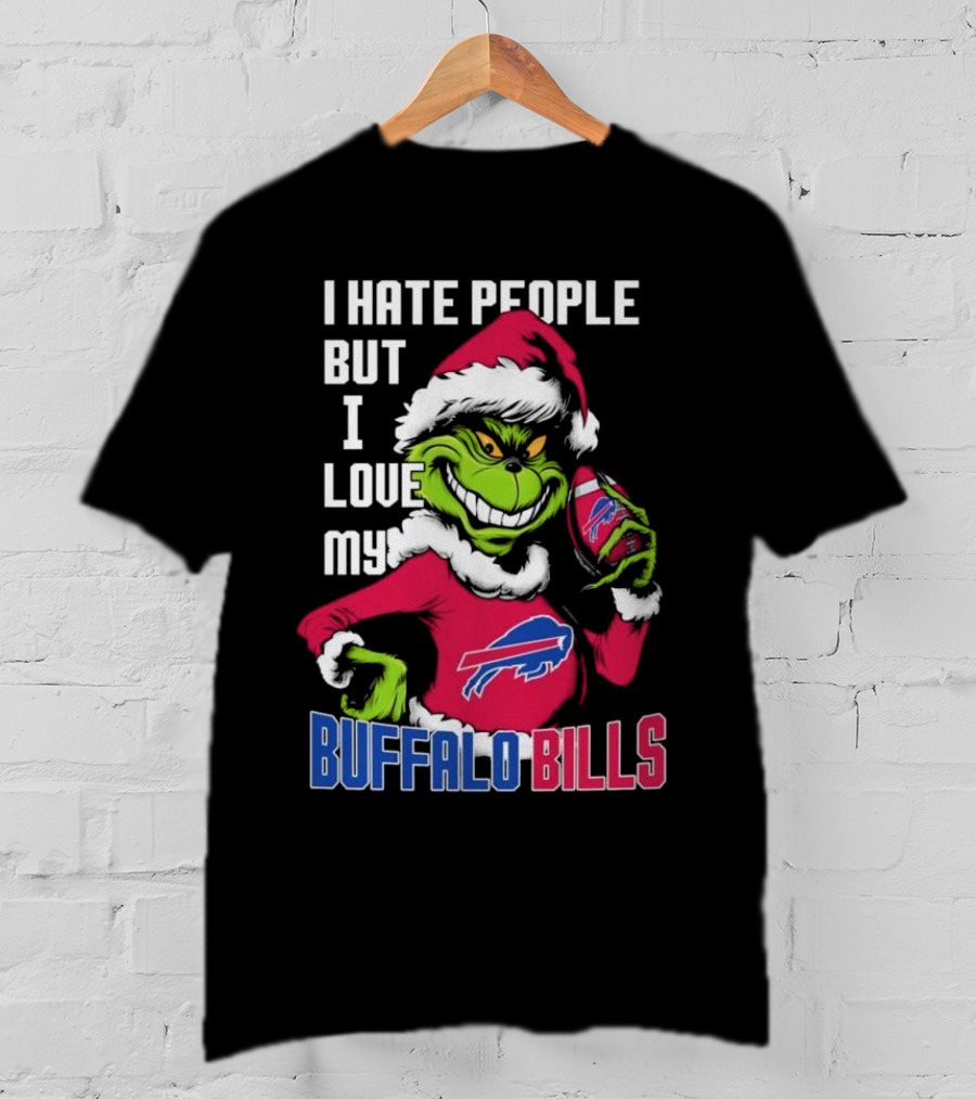 I Hate People But I Love My Buffalo Bills Santa Grinch T-Shirt