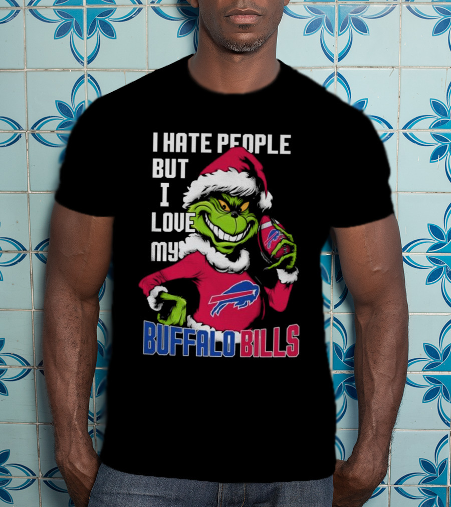 I Hate People But I Love My Buffalo Bills Santa Grinch T-Shirt