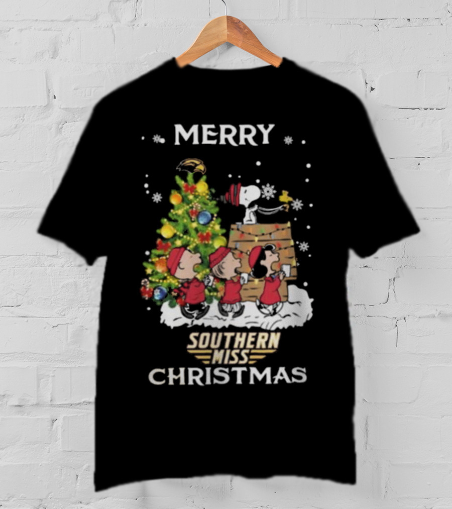 Southern Miss Christmas Snoopy And Friends Merry T-Shirt