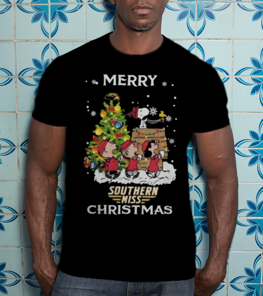 Southern Miss Christmas Snoopy And Friends Merry T-Shirt