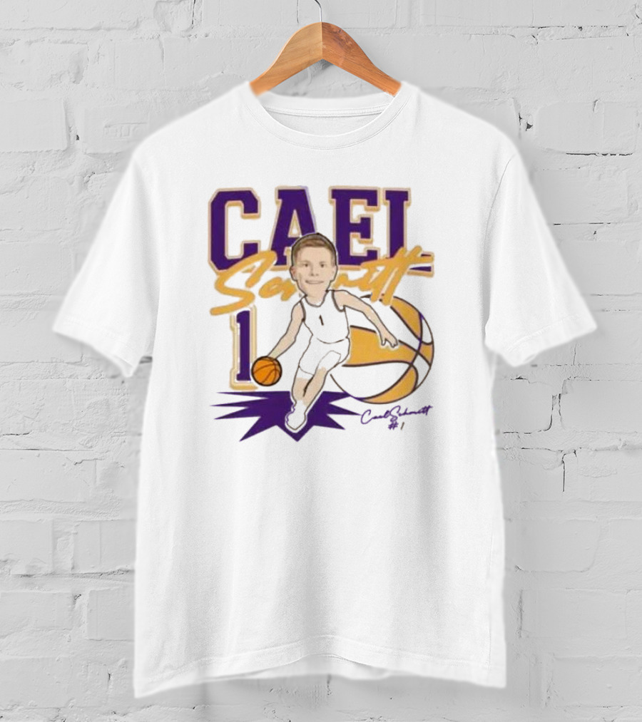 Cael Schmitt Northern Iowa Panthers Basketball Signature Cartoon Player Cael Schmitt #1 T-Shirt