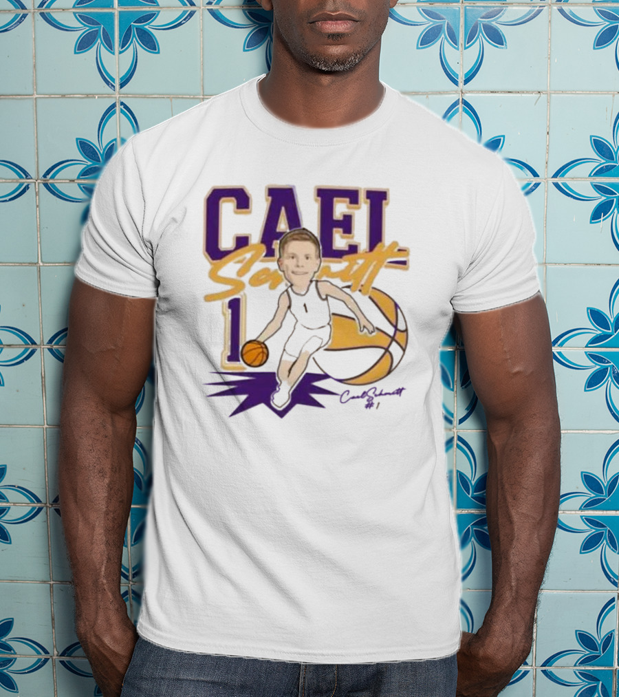 Cael Schmitt Northern Iowa Panthers Basketball Signature Cartoon Player Cael Schmitt #1 T-Shirt