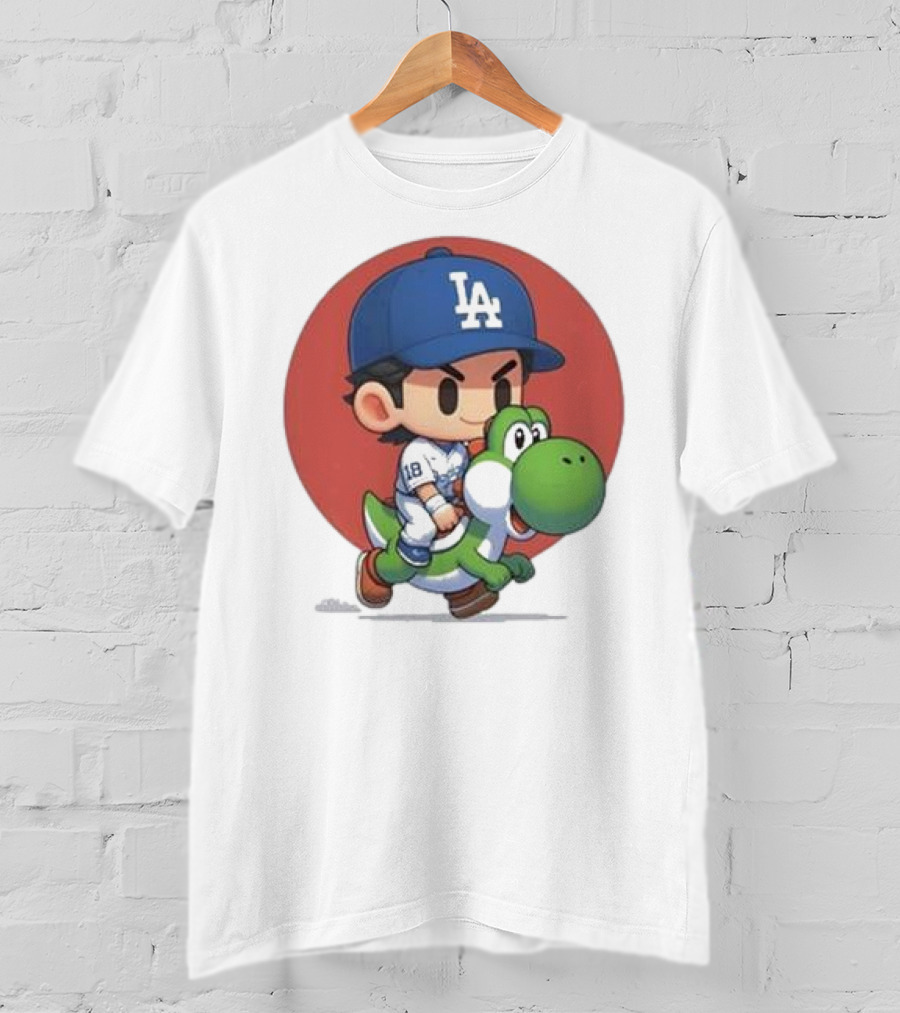 Doyers LA Riding Yoshi Yoshinobu Yamamoto Baseball Character T-Shirt