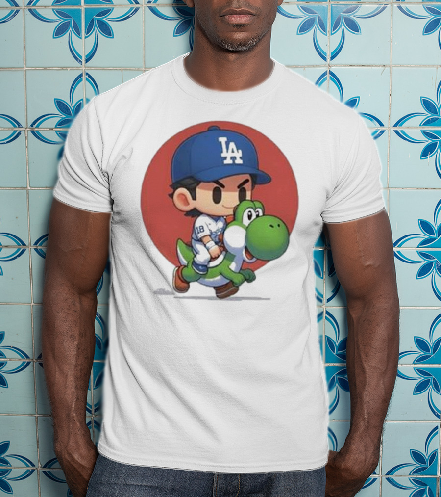 Doyers LA Riding Yoshi Yoshinobu Yamamoto Baseball Character T-Shirt