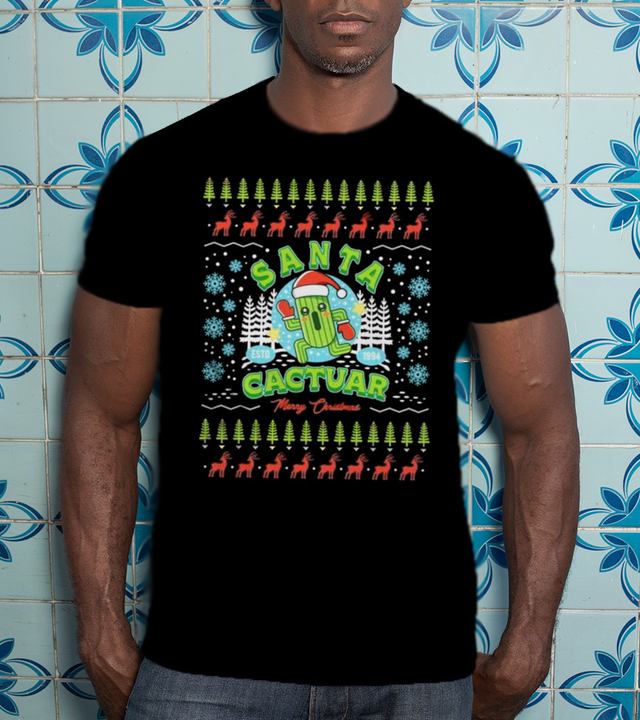 Santa Cactuar Merry Christmas ESTD 1994 Ugly Christmas T-Shirt