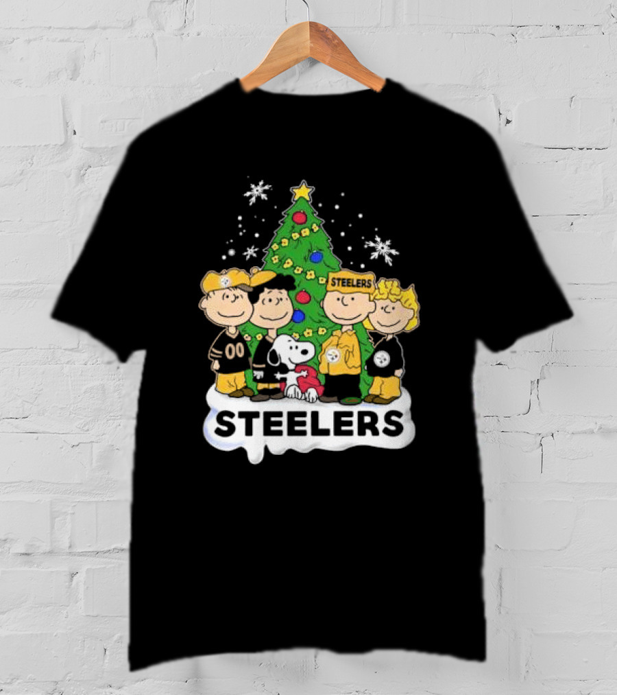 Steelers Snoopy And Friends Christmas Tree T-Shirt