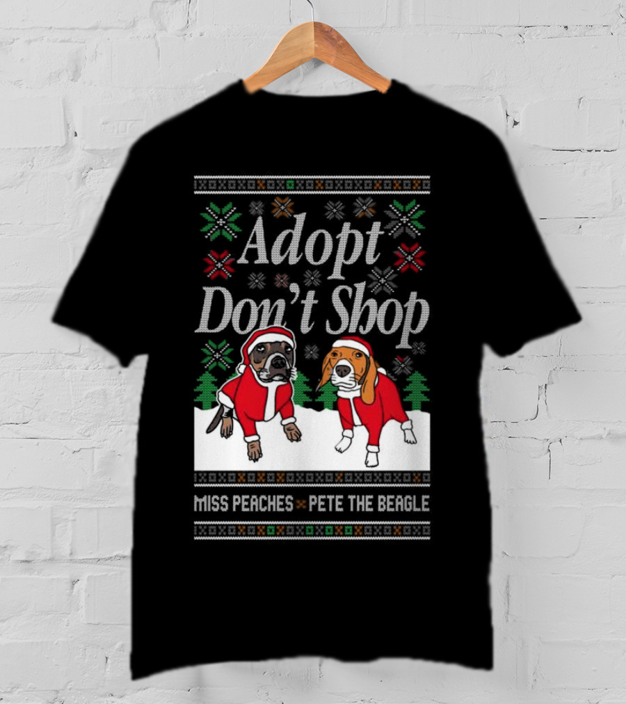 Adopt Don’t Shop Miss Peaches Pete The Beagle Christmas T-Shirt