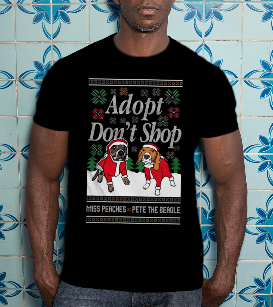 Adopt Don’t Shop Miss Peaches Pete The Beagle Christmas T-Shirt