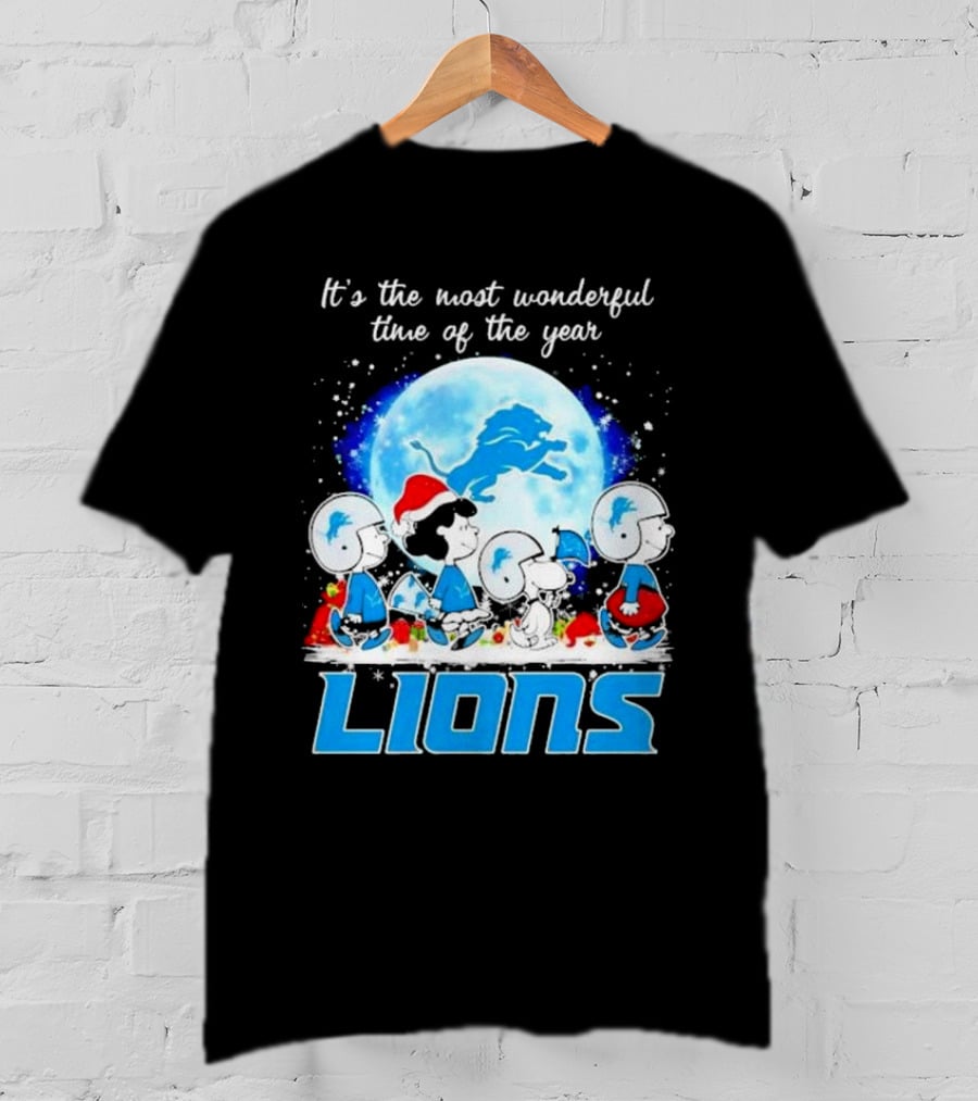 Peanuts Detroit Lions Christmas It’s The Most Wonderful Time Of The Year T-Shirt