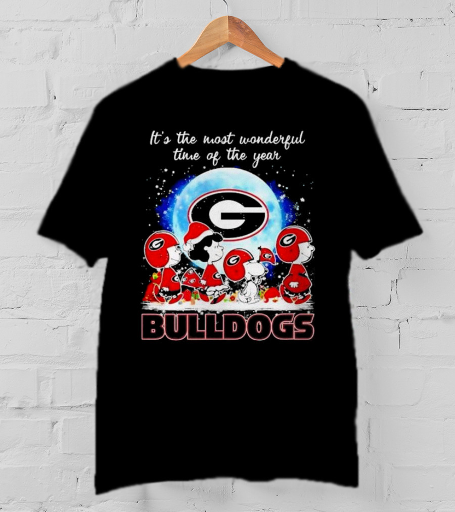 Peanuts Georgia Bulldogs Most Wonderful Time Christmas T-Shirt