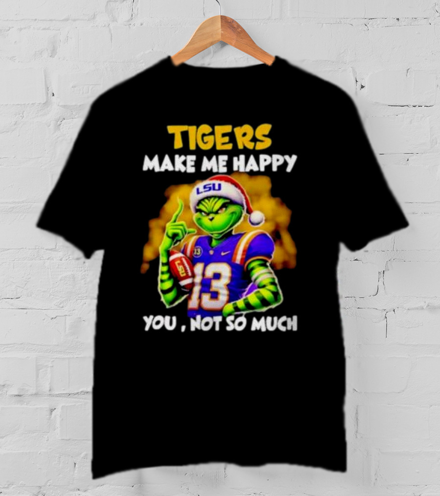 LSU Tigers Santa Grinch Make Me Happy You Not So Much T-Shirt