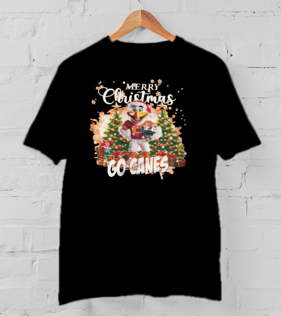 Merry Christmas Miami Hurricanes Go Canes Holiday Cheer T-Shirt