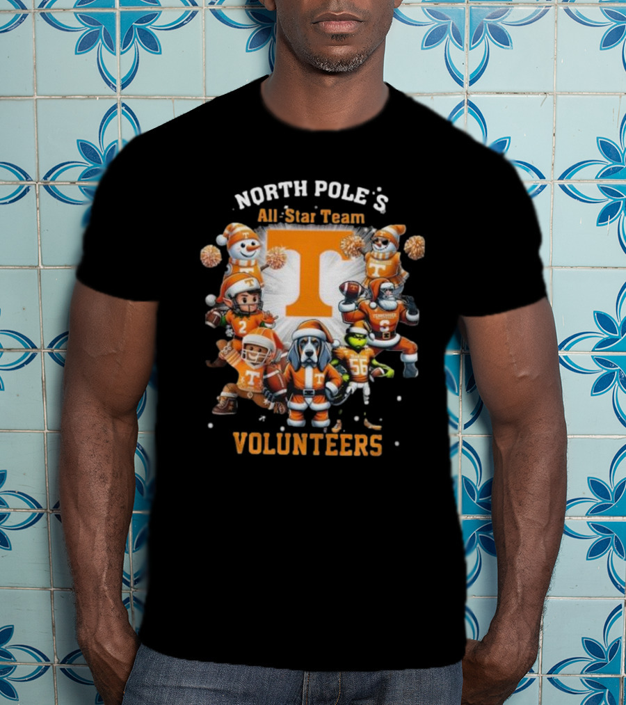 Tennessee Volunteers North Pole All-Star Team Christmas Characters T-Shirt