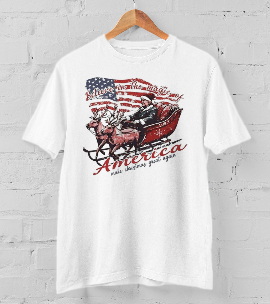 Believe In The Magic Of America Make Christmas Great Again America T-Shirt