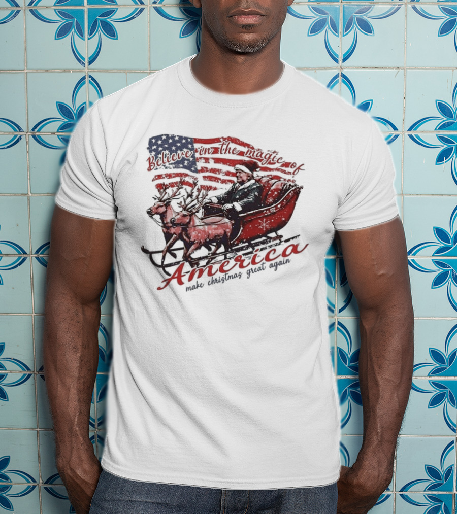 Believe In The Magic Of America Make Christmas Great Again America T-Shirt