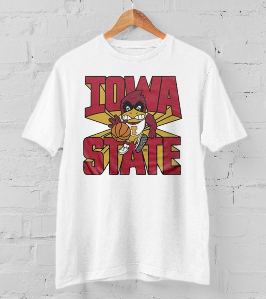 Iowa State Cyclones Basketball Mascot Dribbling Cartoon T-Shirt