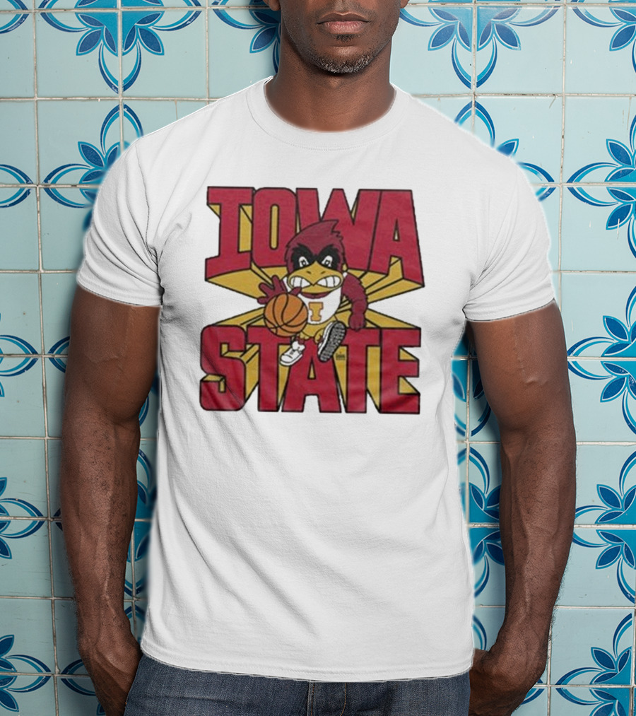 Iowa State Cyclones Basketball Mascot Dribbling Cartoon T-Shirt