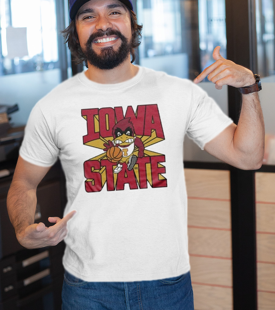 Iowa State Cyclones Basketball Mascot Dribbling Cartoon T-Shirt