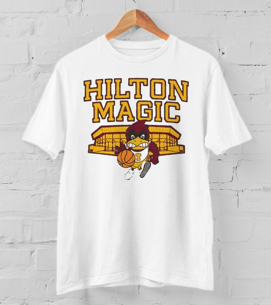 Iowa State Hilton Magic Cyclones Basketball Mascot With Hilton Coliseum T-Shirt