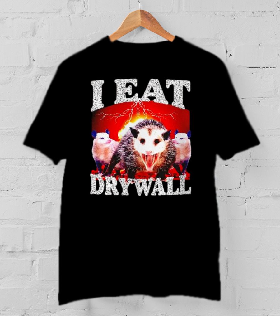 I Eat Drywall Opossum Trio Lightning Background T-Shirt