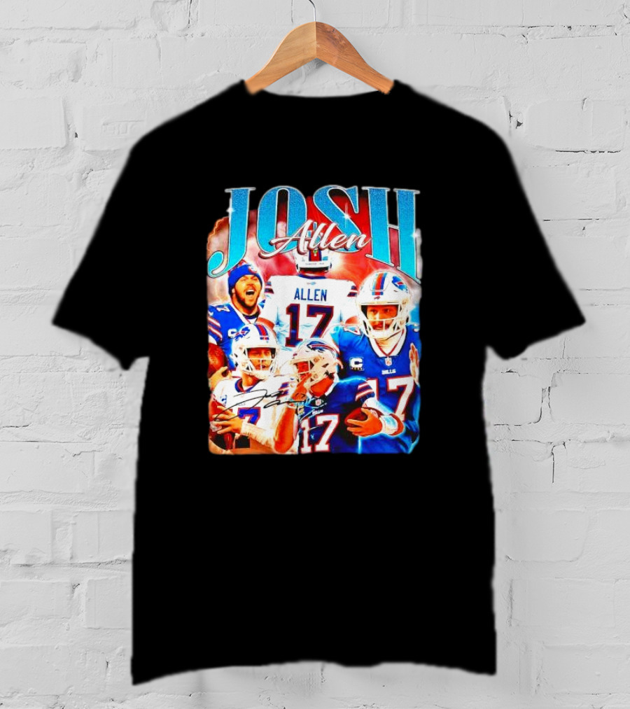Josh Allen 17 Buffalo Bills Signature Vintage Retro Bootleg 90s T-Shirt