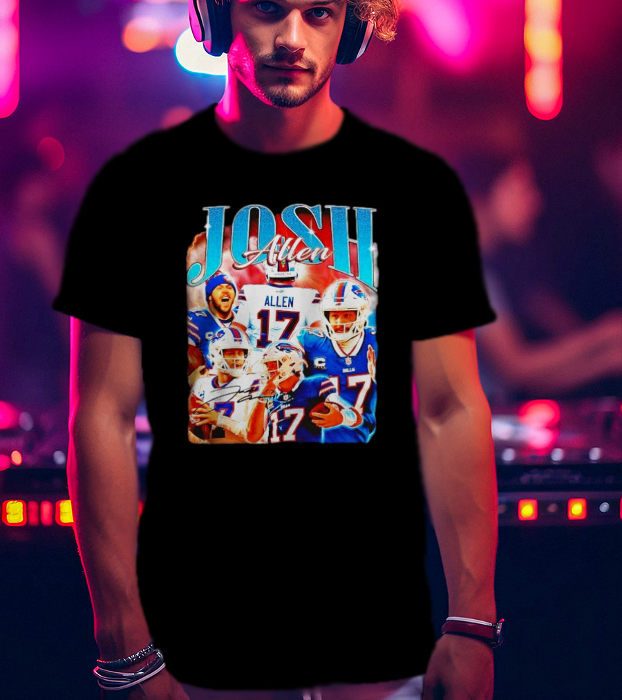 Josh Allen 17 Buffalo Bills Signature Vintage Retro Bootleg 90s T-Shirt