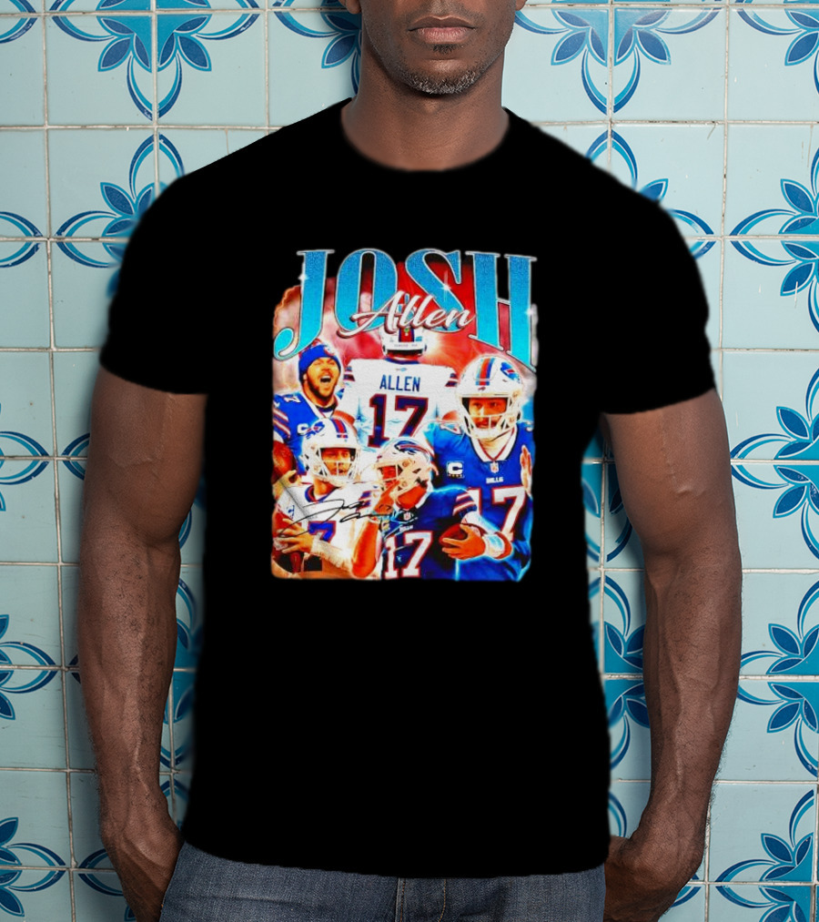 Josh Allen 17 Buffalo Bills Signature Vintage Retro Bootleg 90s T-Shirt