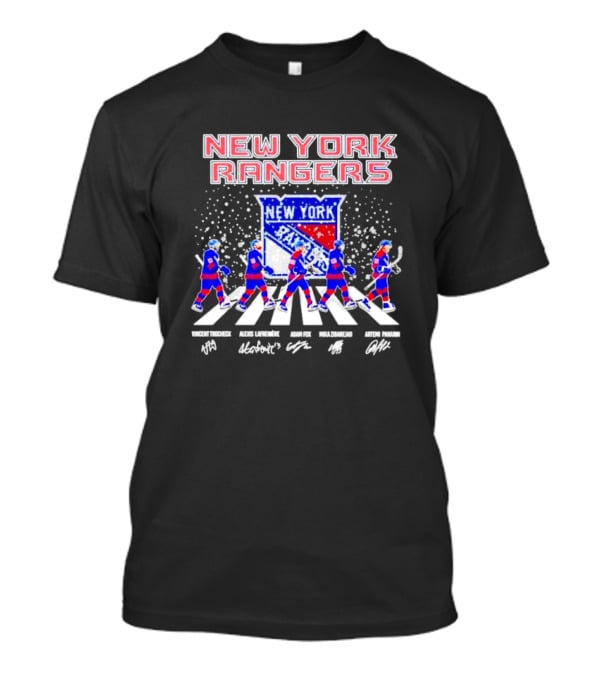 New York Rangers Trocheck Lafreniere Fox Zibanejad Panarin Signatures Christmas Abbey Road T-Shirt