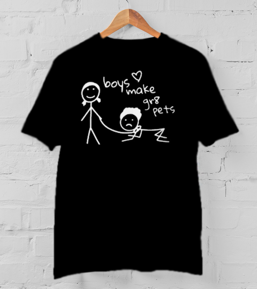 Boys Make Gr8 Pets Stick Figure Drawing With Heart T-Shirt
