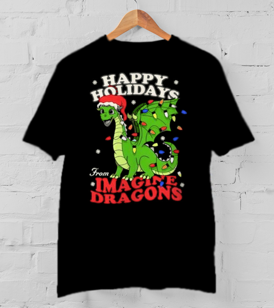 Happy Holidays From Imagine Dragons Cartoon Dragon T-Shirt