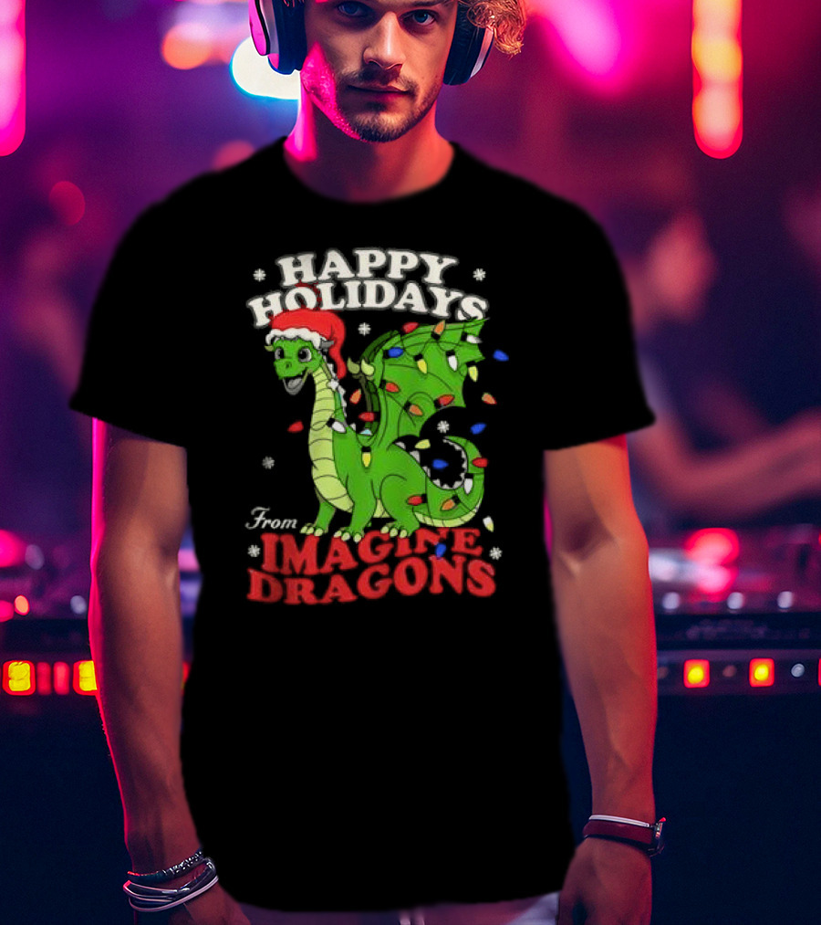 Happy Holidays From Imagine Dragons Cartoon Dragon T-Shirt