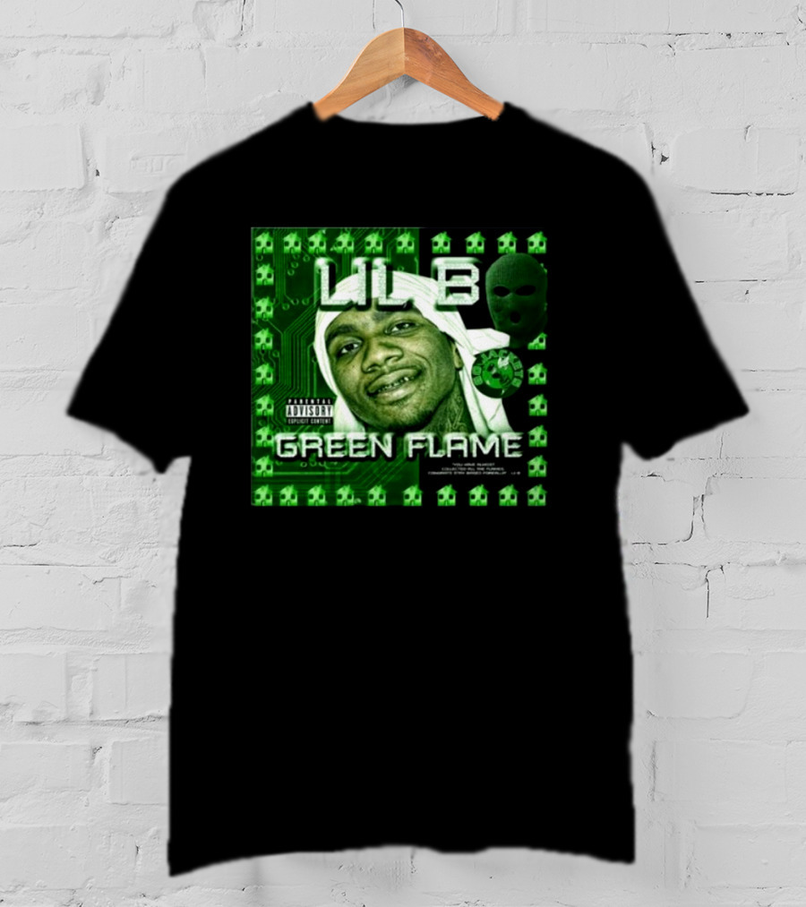 LIL B Green Flame Album Cover Art With Circuit Background And Face T-Shirt