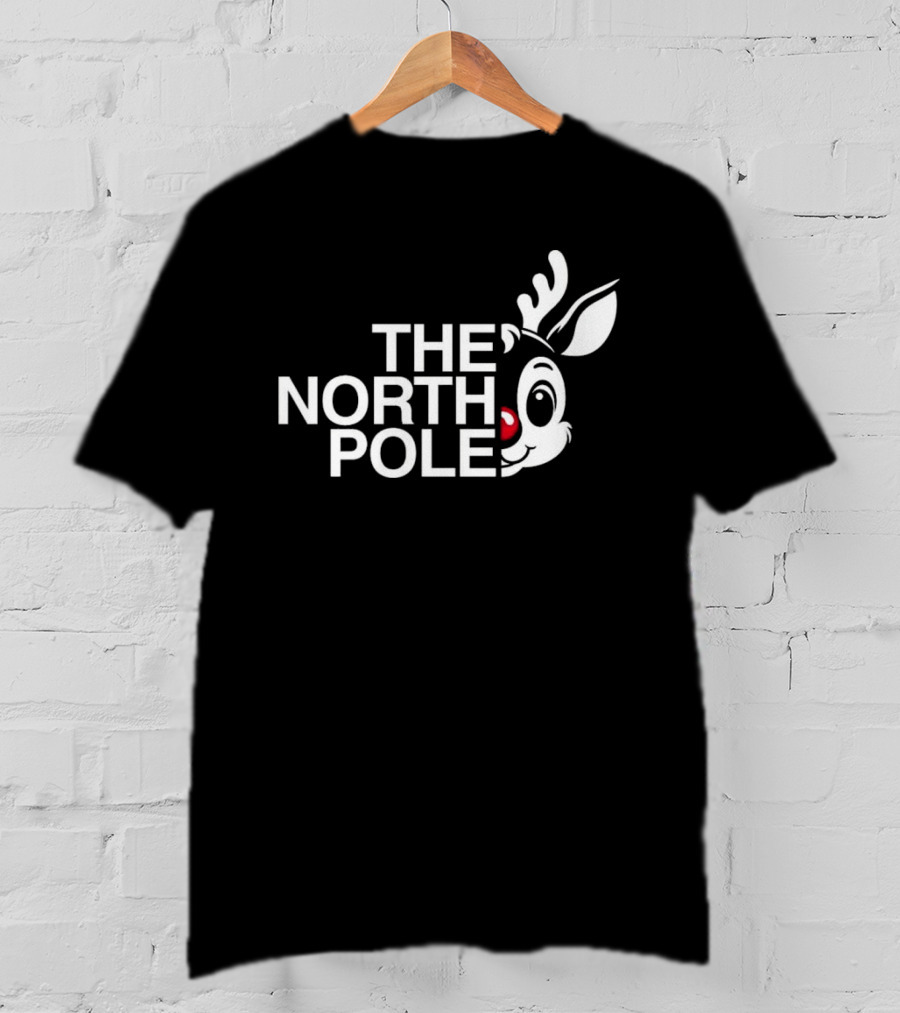 The North Pole Christmas Rudolph Reindeer Face T-Shirt
