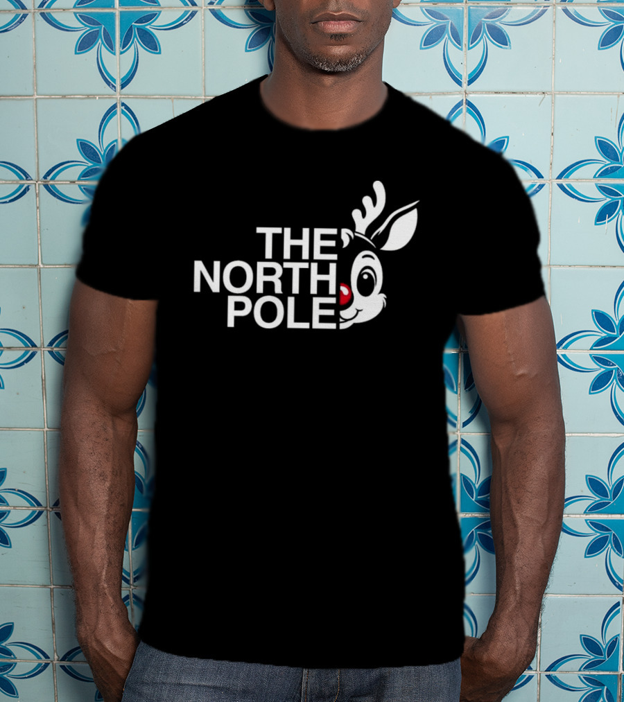 The North Pole Christmas Rudolph Reindeer Face T-Shirt