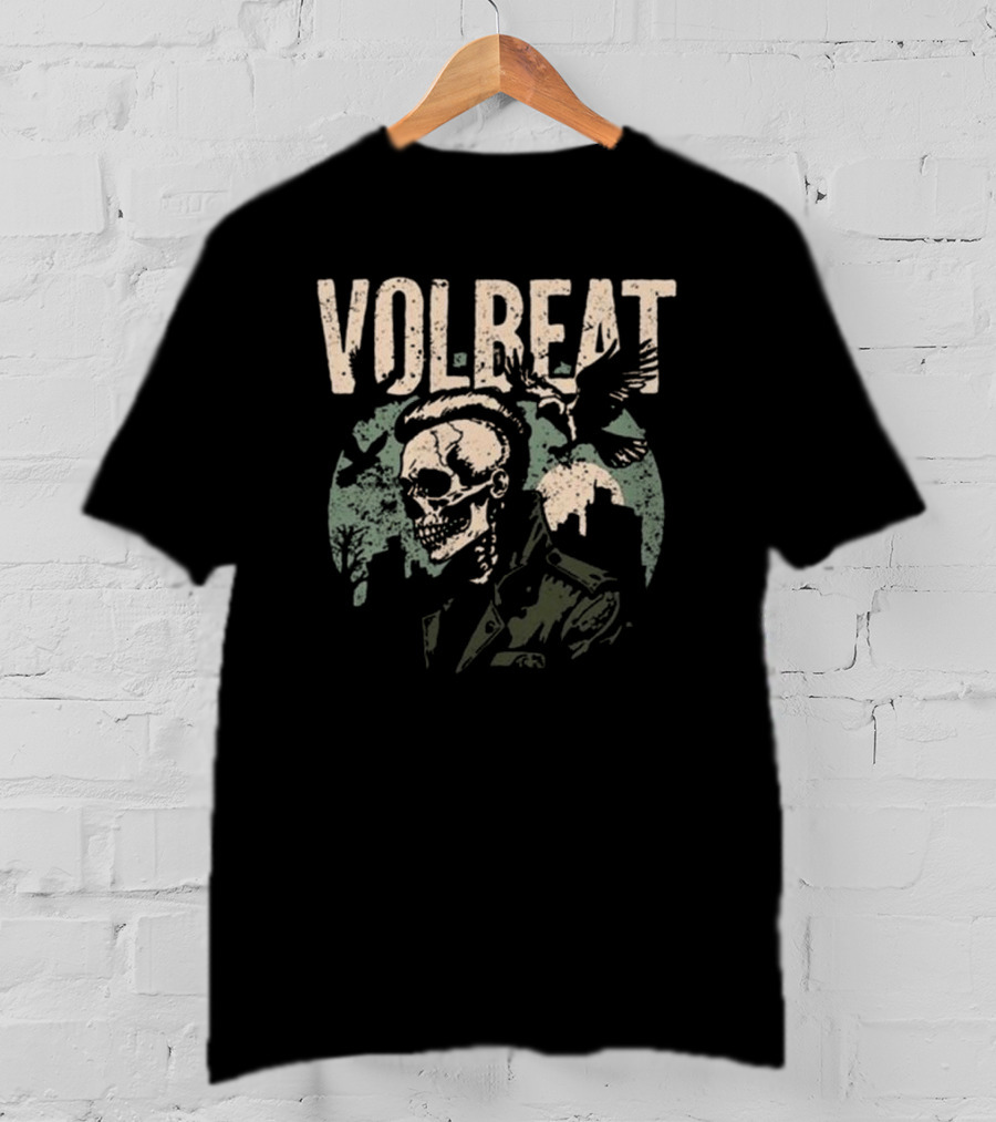 Volbeat Sixteen Dollars Skull With Birds And City T-Shirt