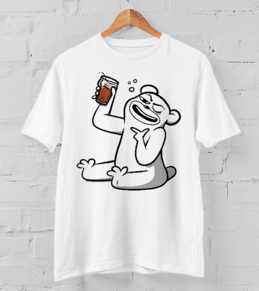 Cotton Bureau Root Bear Cartoon With Beverage T-Shirt