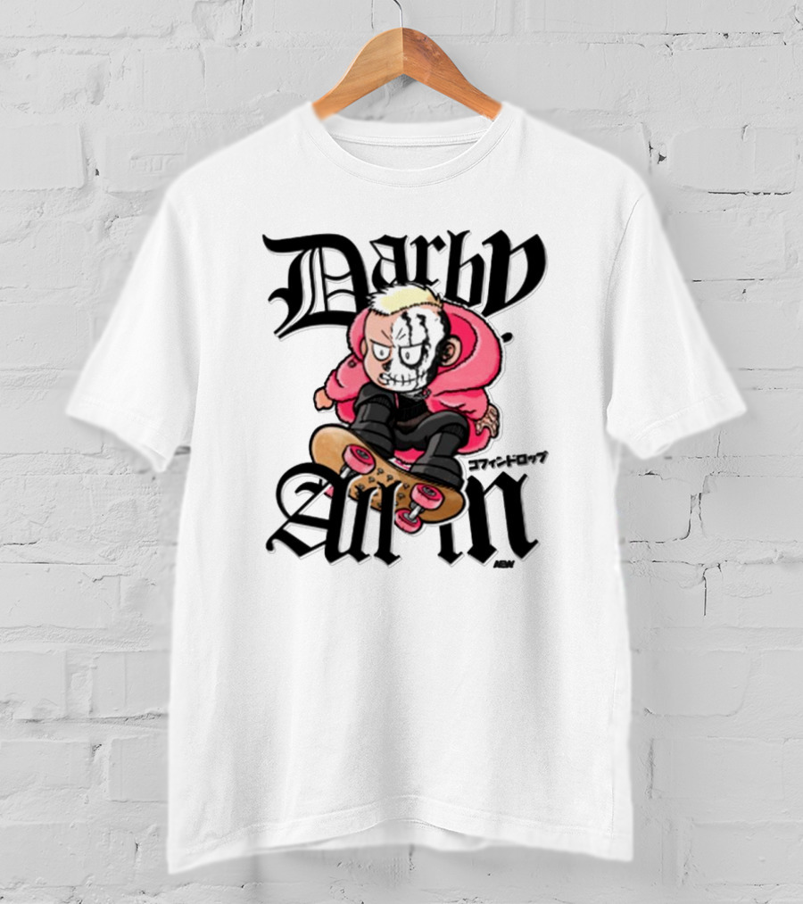 Darby Allin Skateboarding Cartoon Character With Face Paint T-Shirt