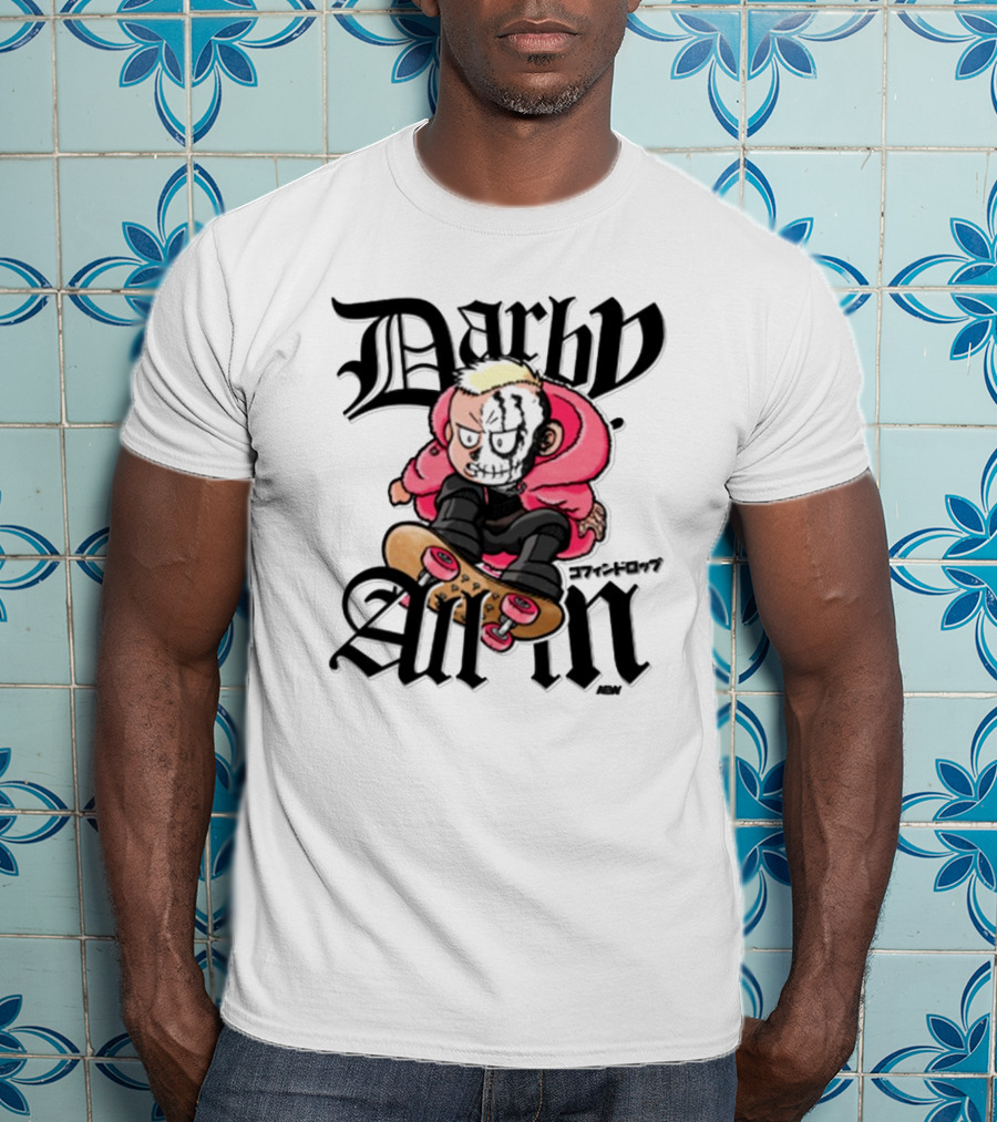 Darby Allin Skateboarding Cartoon Character With Face Paint T-Shirt