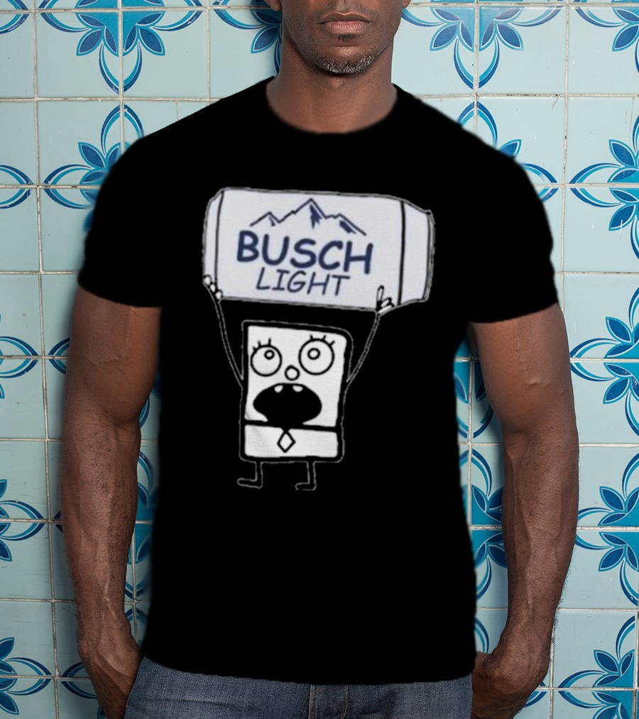 Doodlebob Holding Busch Light Can T-Shirt