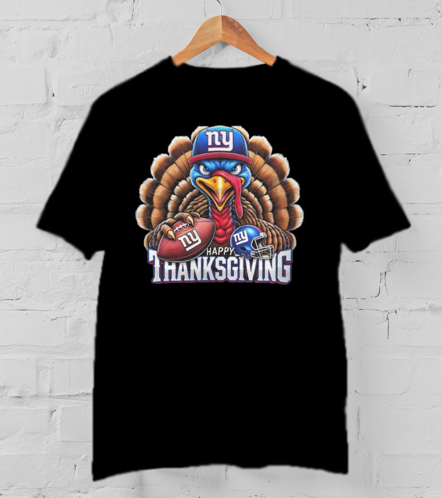 New York Giants Happy Thanksgiving Football Turkey T-Shirt