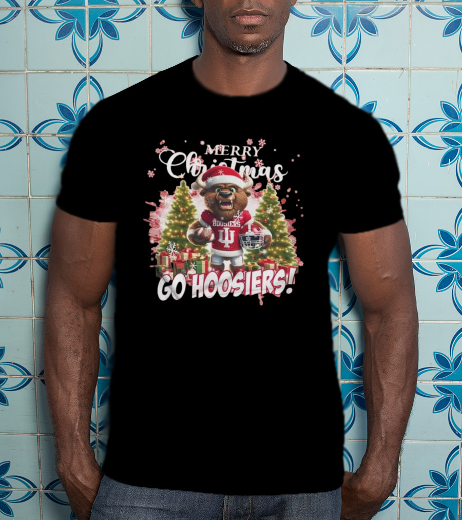 Merry Christmas Go Hoosiers Indiana Football T-Shirt