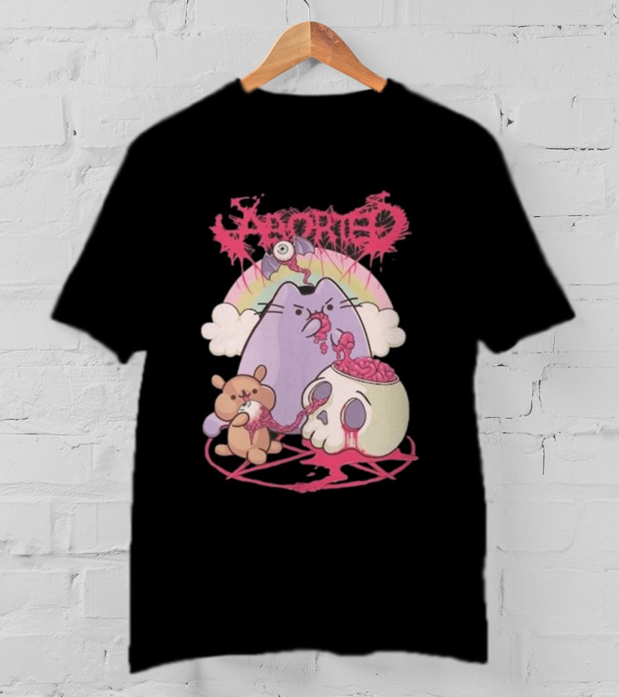 Indiemerch Store Aborted Cute Cat With Teddy And Skull Nomnom T-Shirt
