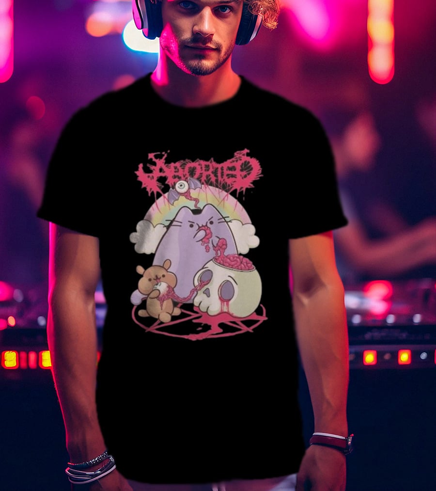Indiemerch Store Aborted Cute Cat With Teddy And Skull Nomnom T-Shirt