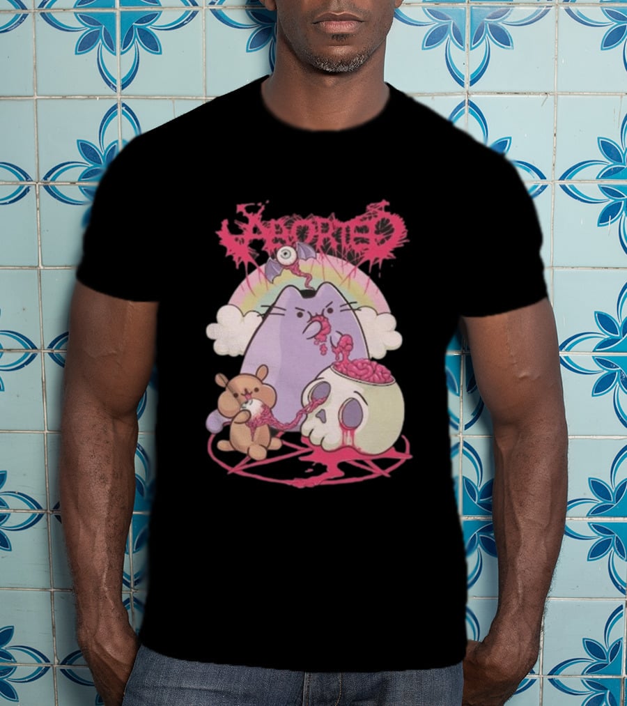 Indiemerch Store Aborted Cute Cat With Teddy And Skull Nomnom T-Shirt